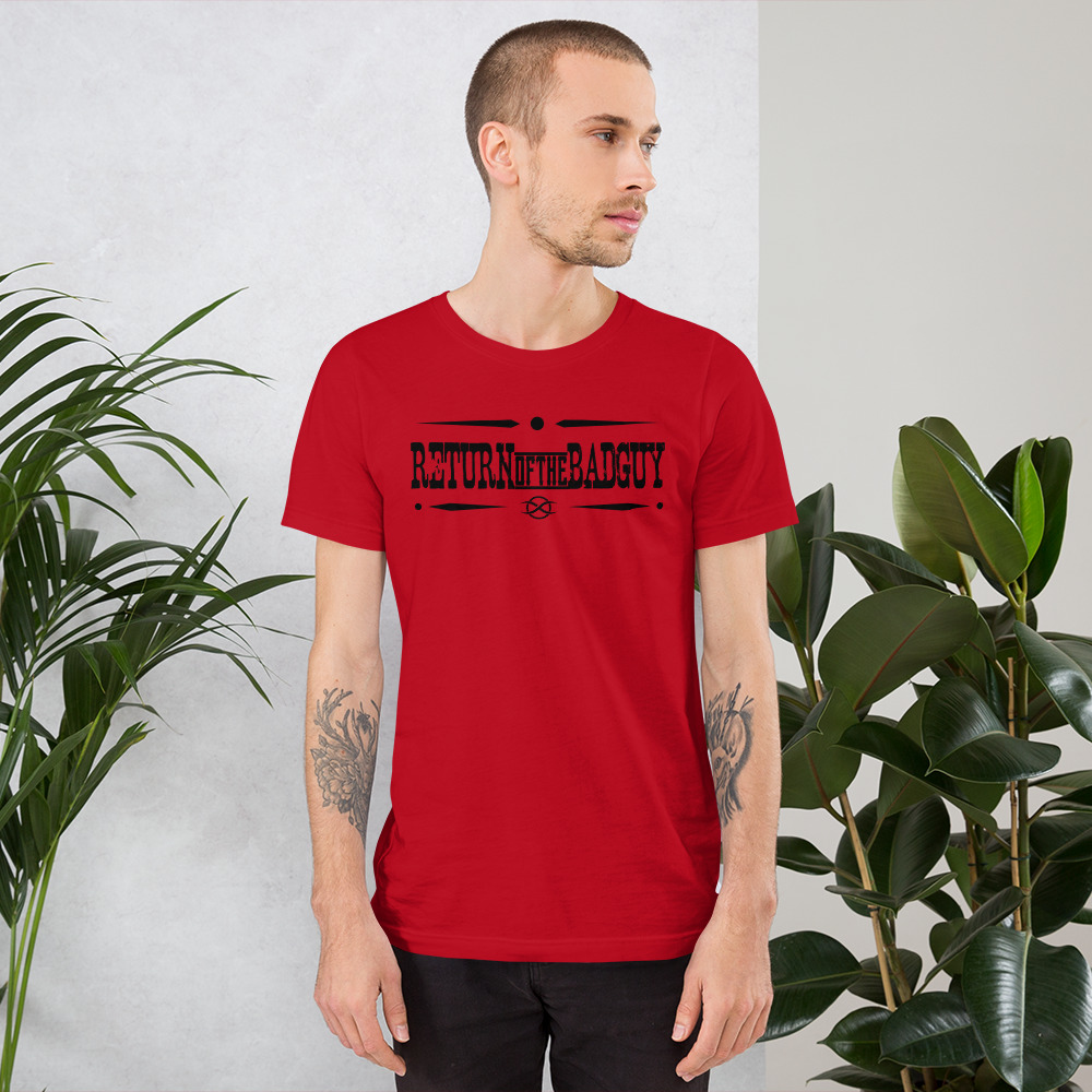 T-Shirt: DD&DJS The Return of the Bad Guy BLACK design unisex tee - Image 2