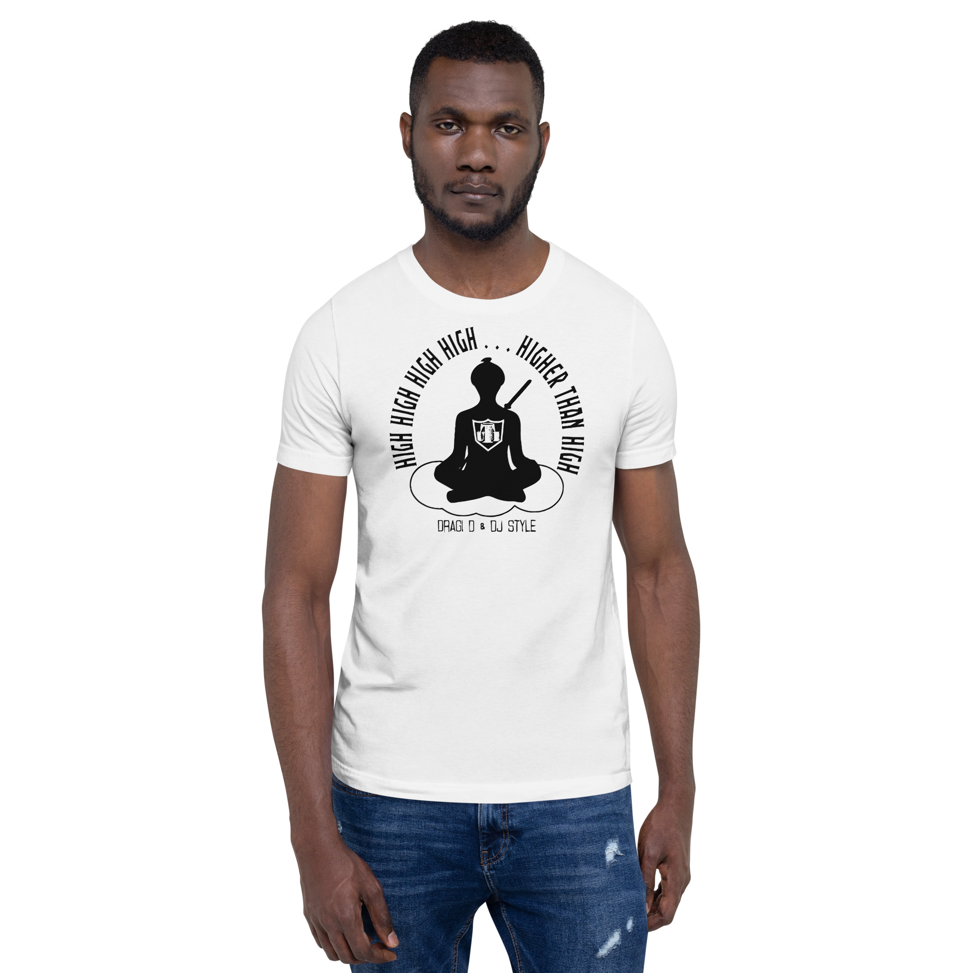 T-Shirt: DD&DJS The Flying Samuri So High Black Text Unisex Tee - Image 32