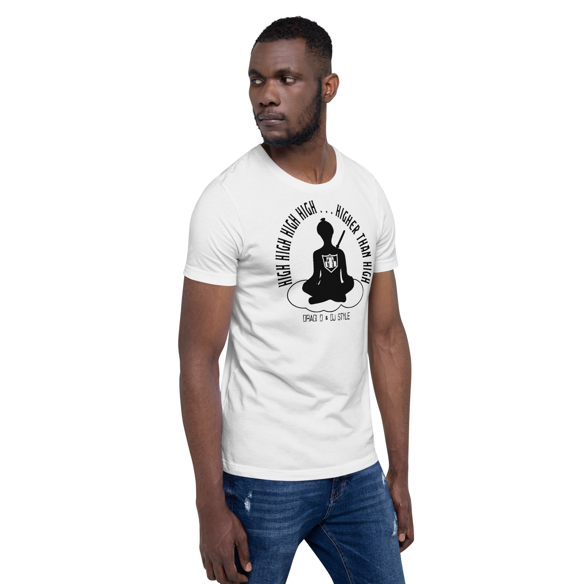 T-Shirt: DD&DJS The Flying Samuri So High Black Text Unisex Tee - Image 33